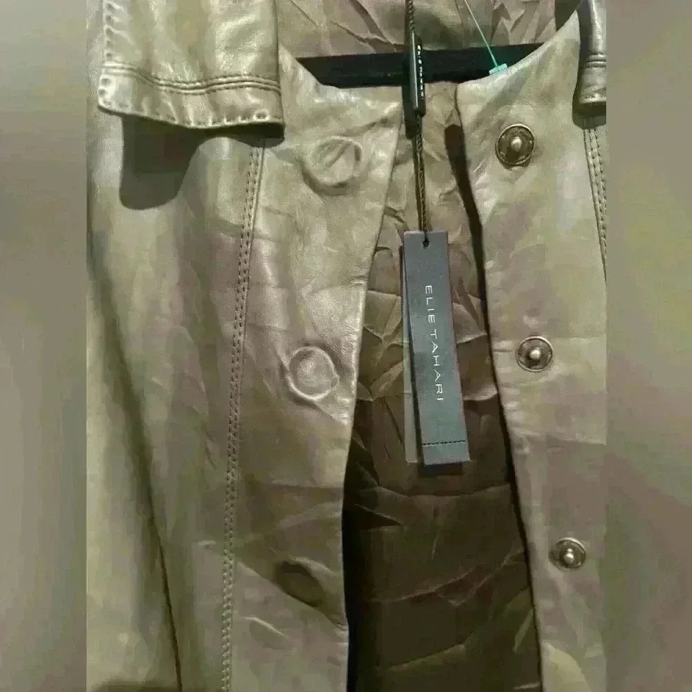 Brand new Elie Tahari Brown Leather Jacket Size large - Picture 11 of 14